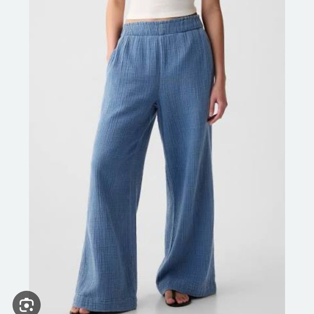 GAP Crinkle Gauze Cotton Wide Leg Pants